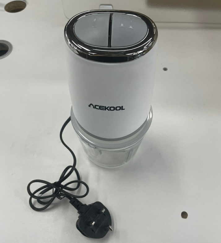 Acekool Mini Food Processor, Meat Grinder with 3D Stainless Steel Blades,Glass Bowl for Meat, Onions, Vegetables, Fruits, 600ML Capacity