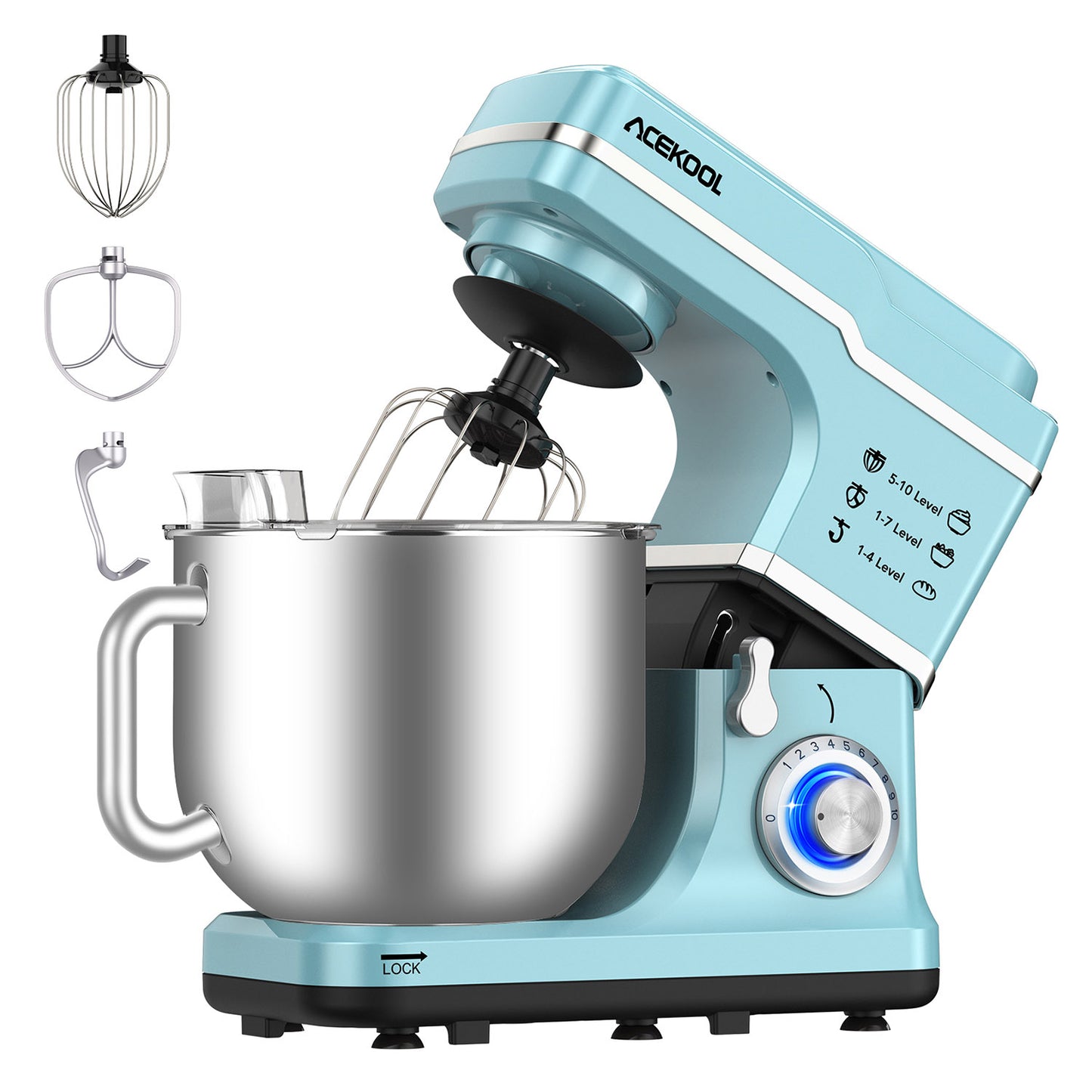 Acekool Mixer MC1 - 7.5 Quart 10 Speeds Tilt-Head Stand Mixer