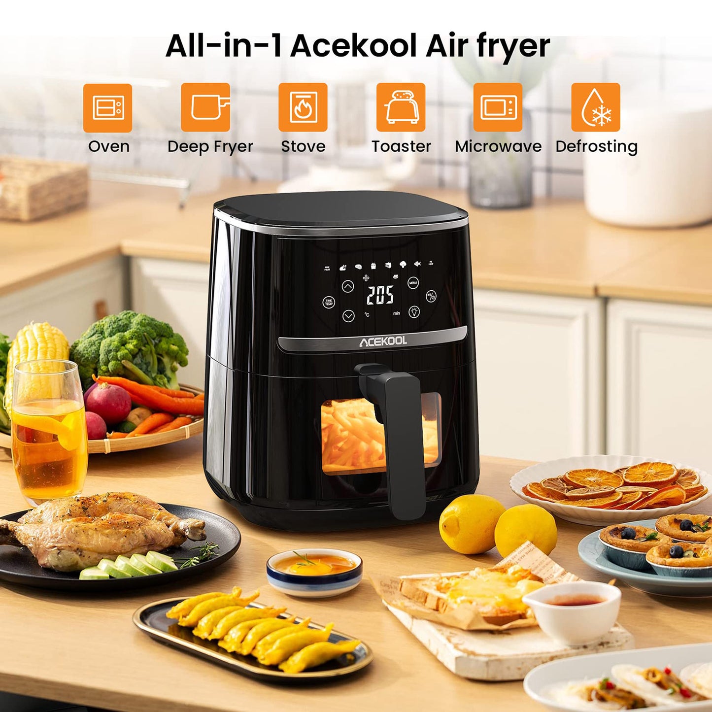Acekool Air Fryer FT6 - 4.5L Air Fryer with Silicone Liner