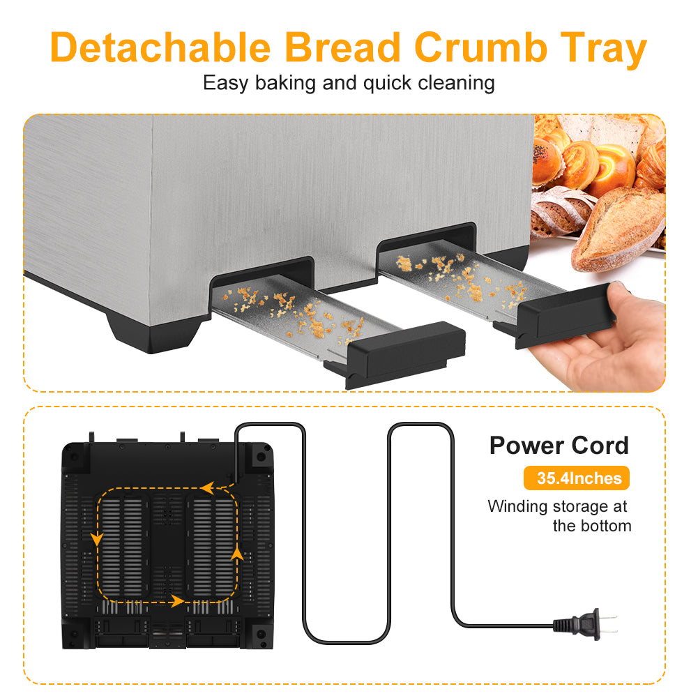 Acekool Toaster TA1 - Stainless Steel 4-Slice 7 Shades Toaster