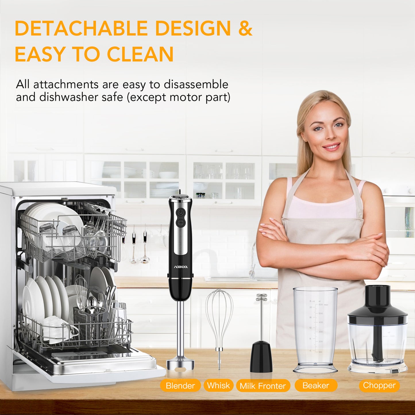 Acekool Blender BH1 - 5-in-1 Immersion Hand Blender