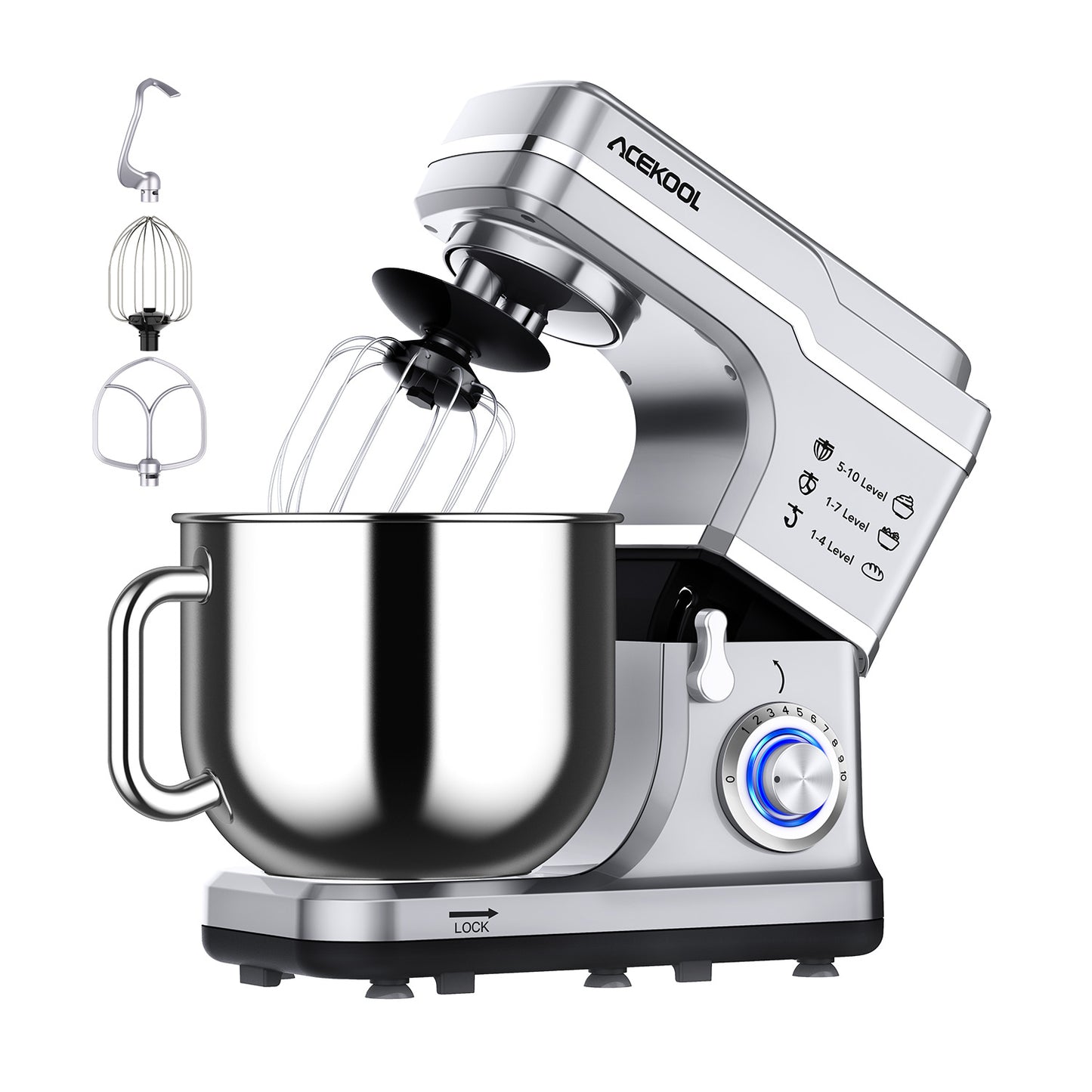 Acekool Mixer MC1 - 7.5 Quart 10 Speeds Tilt-Head Stand Mixer