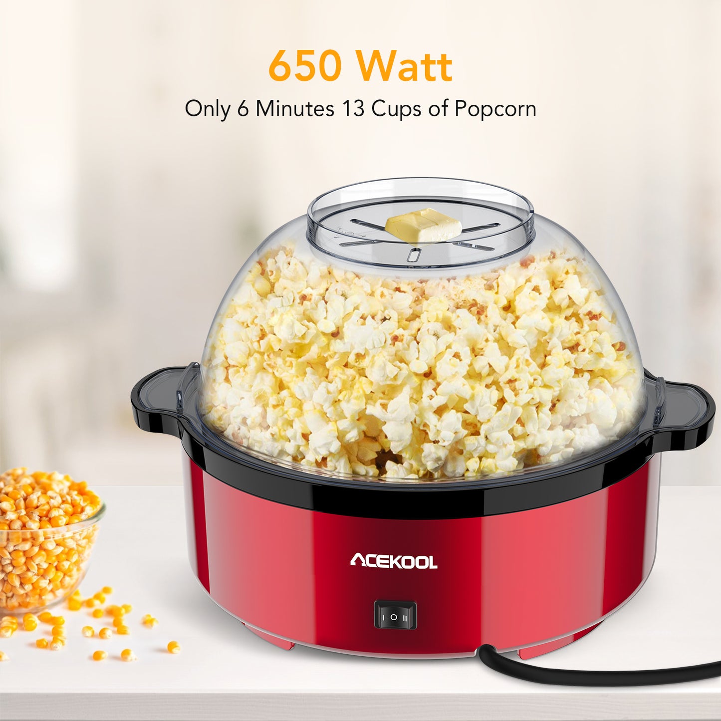 Acekool Popcorn Maker PA3 - Upgraded 2-in-1 Stirring Popper