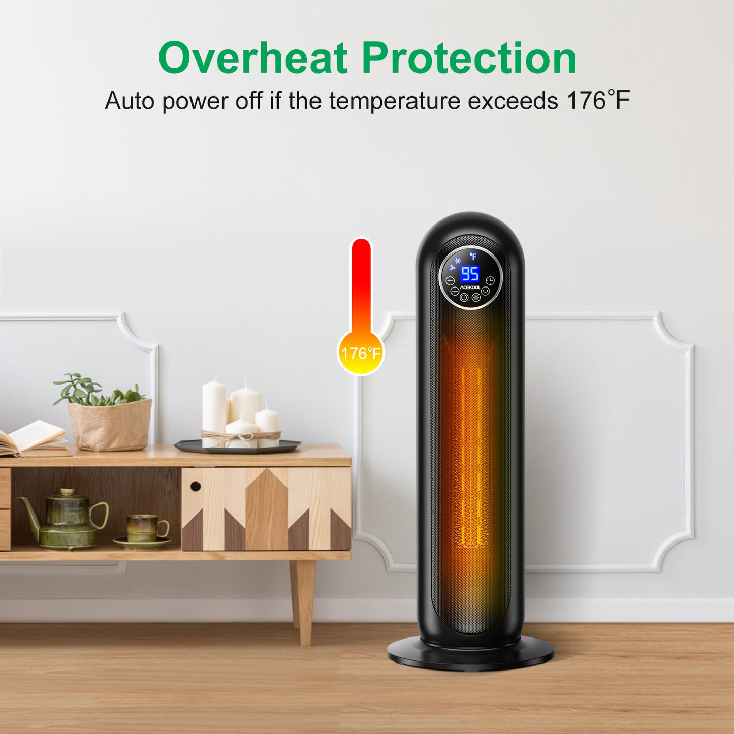 Acekool Space Heater HF1 - 1500W 2s Heat Up Heater
