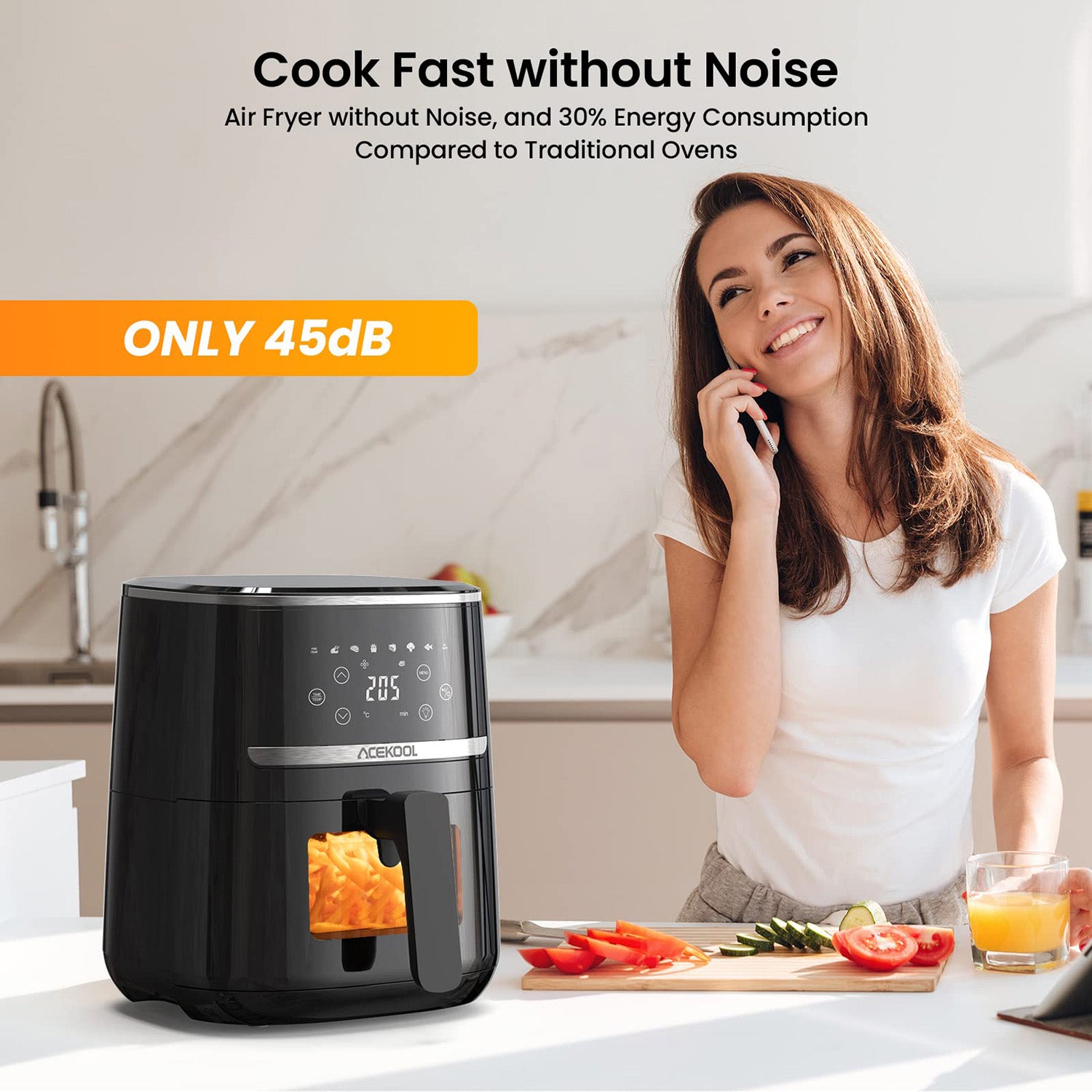 Acekool Air Fryer FT6 - 4.5L Air Fryer with Silicone Liner