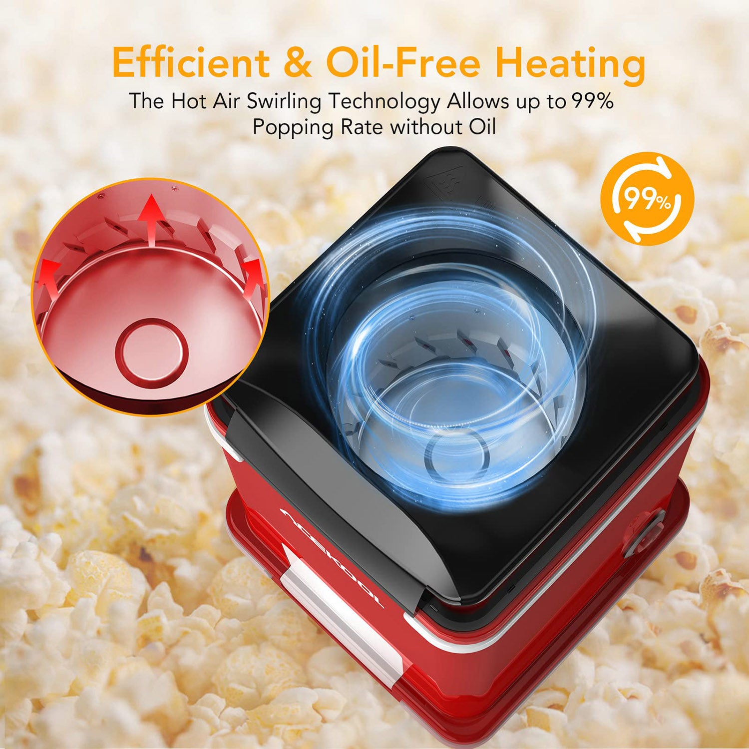 No oil outlet popcorn maker