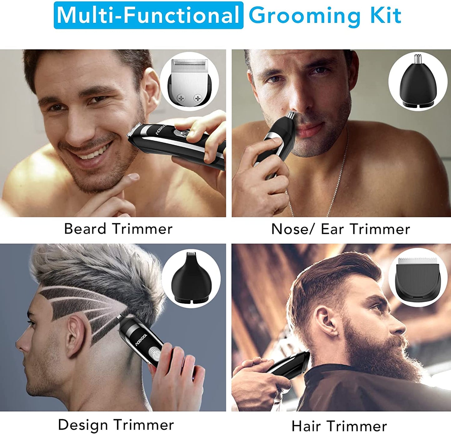 Acekool Hair Trimmer BT1 - 19-in-1 Cordless Grooming Kit